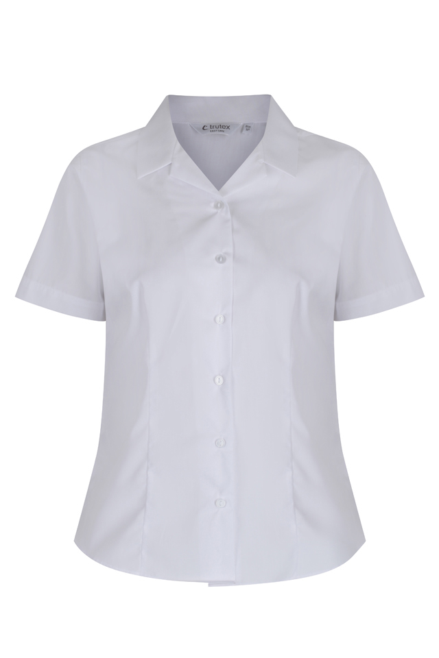 TRUTEX SHORT SLEEVE NON-IRON REVERE COLLAR FITTED BLOUSES - TWIN PACK