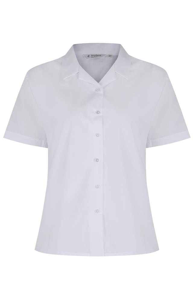 TRUTEX SHORT SLEEVE NON-IRON REVERE COLLAR BLOUSES - TWIN PACK